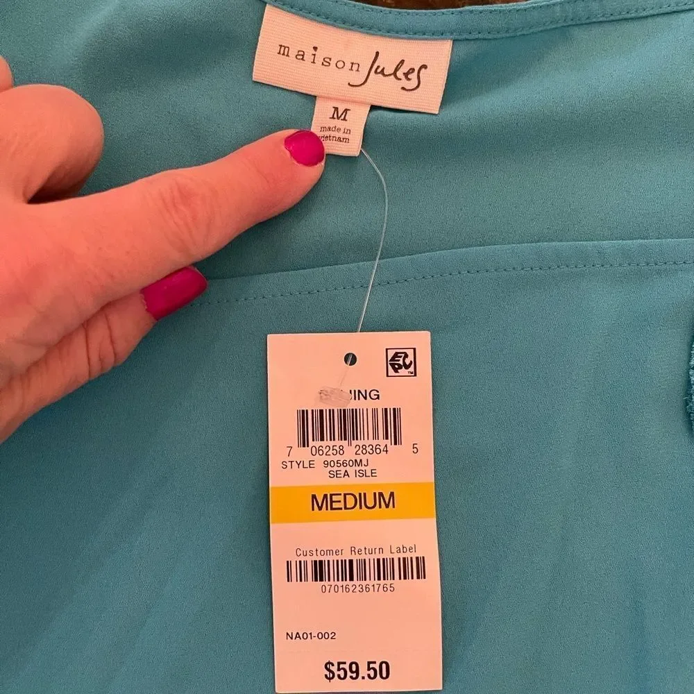 Gorgeous Teal Green Sz M Flounce Top NWT - Picture 5 of 8